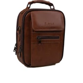 Slayka Taba Büyük Boy Hakiki Deri Erkek El ve Omuz Çantası - 1