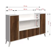 Boyut Mobilya 4 Kapaklı, 10 Bölmeli Ayaklı Dekoratif Kitaplık, Konsol - 6