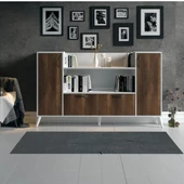 Boyut Mobilya 4 Kapaklı, 10 Bölmeli Ayaklı Dekoratif Kitaplık, Konsol - 4