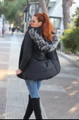 Kışlık Yaka Kürklü Uzun Kadın Şişme Mont - 3