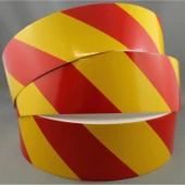 Reflektörlü Yapışkanlı Parlayan Fosfor Sarı Kırmızı Reflektif Düz Şerit Bant 7.5 cm 1 Mt İkaz Bandı thumbnail 5