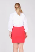 Kadın Astarlı Yan Yırtmaçlı Etek Kırmızı - 6