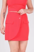 Kadın Cep Detaylı Etek Kırmızı - 5