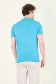Erkek Çıtçıtlı Desenli Polo Yaka Merserize T-Shirt Mavi - 5