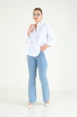 Kadın Oversize İşlemeli Gömlek Beyaz - 5