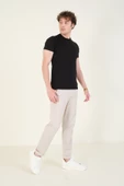 Erkek Sıfır Yaka Basic T-Shirt Siyah - 4