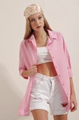 Kadın Oversize Gömlek Pembe - 6