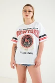 Kadın Baskılı Oversize T-Shirt Ekru - 5
