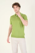 Erkek Çıtçıtlı Yaka Biyeli Merserize T-Shirt Yeşil - 3