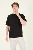 Erkek Sıfır Yaka Oversize T-Shirt Siyah - 2