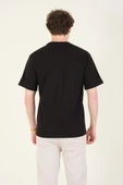 Erkek Sıfır Yaka Oversize T-Shirt Siyah - 6