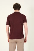 Erkek Desenli Cepli  Polo Yaka T-Shirt Bordo - 6