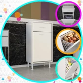 Modilayn ÇAKIR 45x86 cm Çekmeceli Kirli Çamaşır Sepetli Banyo Dolabı thumbnail 1