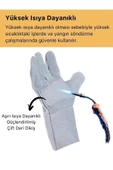 Deluxe Serisi Yanmaz Isıya Dayanıklı Eldiven Kaynak Yangın Için Su Geçirmez Çok Amaçlı Deri Eldiven - 4