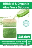 Özel %100 Doğal Koku Yüz Cilt Beyazlatıcı Organik Nemlendirici Kabak Lifli Aloe Vera Sabunu 2 Adet - 1
