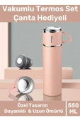 Özel Üretim Paslanmaz Çelik 3 Bardaklı Soğuk Sıcak Termos Vakumlu Termos Set Çanta Hediyeli 550 Ml - 1