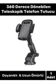 Premium Dayanıklı Vantuzlu Sağlam Çok Fonksiyonlu 360 Derece Dönebilen Teleskopik Telefon Tutucu - 1