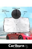 Premium Seri Titanyum Gümüş Kaplama UV Geçirmez Güçlü Dayanıklı  Araç İçi Ön Cam Şemsiye Güneşlik - 3