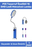 Özel Üretim Beyaz Işık Aleminyum Metal Gövde Pilli Tasarruf Özellikli 15 SMD Ledli Mıknatıslı Lamba - 1