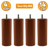 Mobilya Kanepe Koltuk Baza Yükseltme M8 Civatalı İnce Diş Destek Ayağı Ayakları Kahve 14 cm 4 Adet thumbnail 1