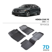 Honda Civic FE 2021 ve Sonrası 7D Havuzlu Paspas - 1