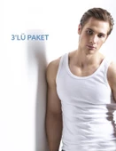 Beyaz %100 Pamuk 3lü Atlet 1062235151 - 1