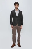 Koyu Kahverengi Desenli Mono Yaka Astarsız 6 Drop Comfort Fit Rahat Kesim Ceket 1002225172 - 2