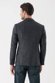 Koyu Antrasit Mono Yaka Astarlı Çift Yırtmaç 6 Drop Slim Fit Klasik Ceket 1002235132 thumbnail 2