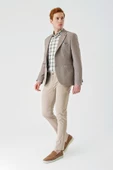 Bej Örme Mono Yaka Çift Yırtmaç Likralı 6 Drop Slim Fit Dar Kesim Klasik Ceket 1002240138 thumbnail 5