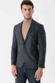 Koyu Antrasit Mono Yaka Astarlı Çift Yırtmaç 6 Drop Slim Fit Klasik Ceket 1002235132 thumbnail 5