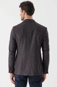 Bordo Desenli Mono Yaka Astarlı Çift Yırtmaç 6 Drop Slim Fit Dar Kesim Klasik Ceket 1002235132 - 6