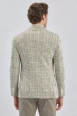 Koyu Haki Mono Yaka Ekose Desen 2 Düğmeli 6 Drop Slim Fit Ceket 1002240158 thumbnail 5