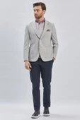 Gri Desenli Kırlangıç Yaka Likralı 6 Drop Slim Fit Dar Kesim Casual Ceket 1002240155 thumbnail 3