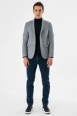 Gri Desenli Mono Yaka Çift Yırtmaç Likralı 6 Drop Slim Fit Dar Kesim Klasik Ceket 1002240151 thumbnail 4