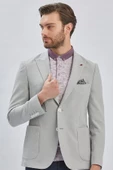 Gri Desenli Kırlangıç Yaka Likralı 6 Drop Slim Fit Dar Kesim Casual Ceket 1002240155 thumbnail 6