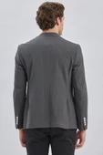 Koyu Antrasit Desenli Kırlangıç Yaka Likralı 6 Drop Slim Fit Dar Kesim Casual Ceket 1002240155 thumbnail 6