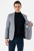 Gri Desenli Mono Yaka Çift Yırtmaç Likralı 6 Drop Slim Fit Dar Kesim Klasik Ceket 1002240151 thumbnail 3