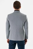 Gri Desenli Mono Yaka Çift Yırtmaç Likralı 6 Drop Slim Fit Dar Kesim Klasik Ceket 1002240151 thumbnail 6