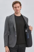Koyu Antrasit Desenli Kırlangıç Yaka Likralı 6 Drop Slim Fit Dar Kesim Casual Ceket 1002240155 thumbnail 5