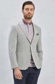 Gri Desenli Kırlangıç Yaka Likralı 6 Drop Slim Fit Dar Kesim Casual Ceket 1002240155 thumbnail 4