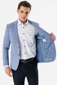 İndigo Mavi Mono Yaka Çift Yırtmaç Likralı 6 Drop Slim Fit Klasik Ceket 1002240151 - 4