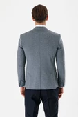Lacivert Desenli Mono Yaka Çift Yırtmaç Likralı 6 Drop Slim Fit Dar Kesim Klasik Ceket 1002240151 - 6