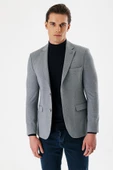 Gri Desenli Mono Yaka Çift Yırtmaç Likralı 6 Drop Slim Fit Dar Kesim Klasik Ceket 1002240151 thumbnail 2