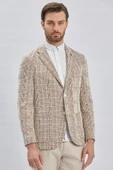 Koyu Camel Mono Yaka Ekose Desen 2 Düğmeli 6 Drop Slim Fit Ceket 1002240158 - 3