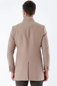 Taş Rengi Kaşe Mono Yaka Kapitoneli Astar Slim Fit Dar Kesim Klasik Kaban 1008235171 - 2