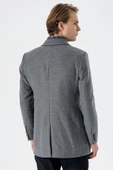Koyu Antrasit Kaşe Mono Yaka Kapitoneli Astar Slim Fit Dar Kesim Klasik Kaban 1008235167 - 6