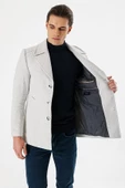 Taş Rengi Kaşe Kırlangıç Yaka Desenli Yünlü Astarlı Slim Fit Dar Kesim Casual Mont 1007235173 - 2