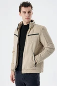 Taş Rengi Dik Yaka Astarlı Comfort Fit Rahat Kesim Casual Mont 1007235166 - 3