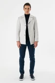 Taş Rengi Kaşe Kırlangıç Yaka Desenli Yünlü Astarlı Slim Fit Dar Kesim Casual Mont 1007235173 - 4