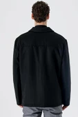 Siyah Kaşe Bebe Yaka Astarlı Büyük Beden Comfort Fit Rahat Kesim Casual Mont 1007235255 thumbnail 6
